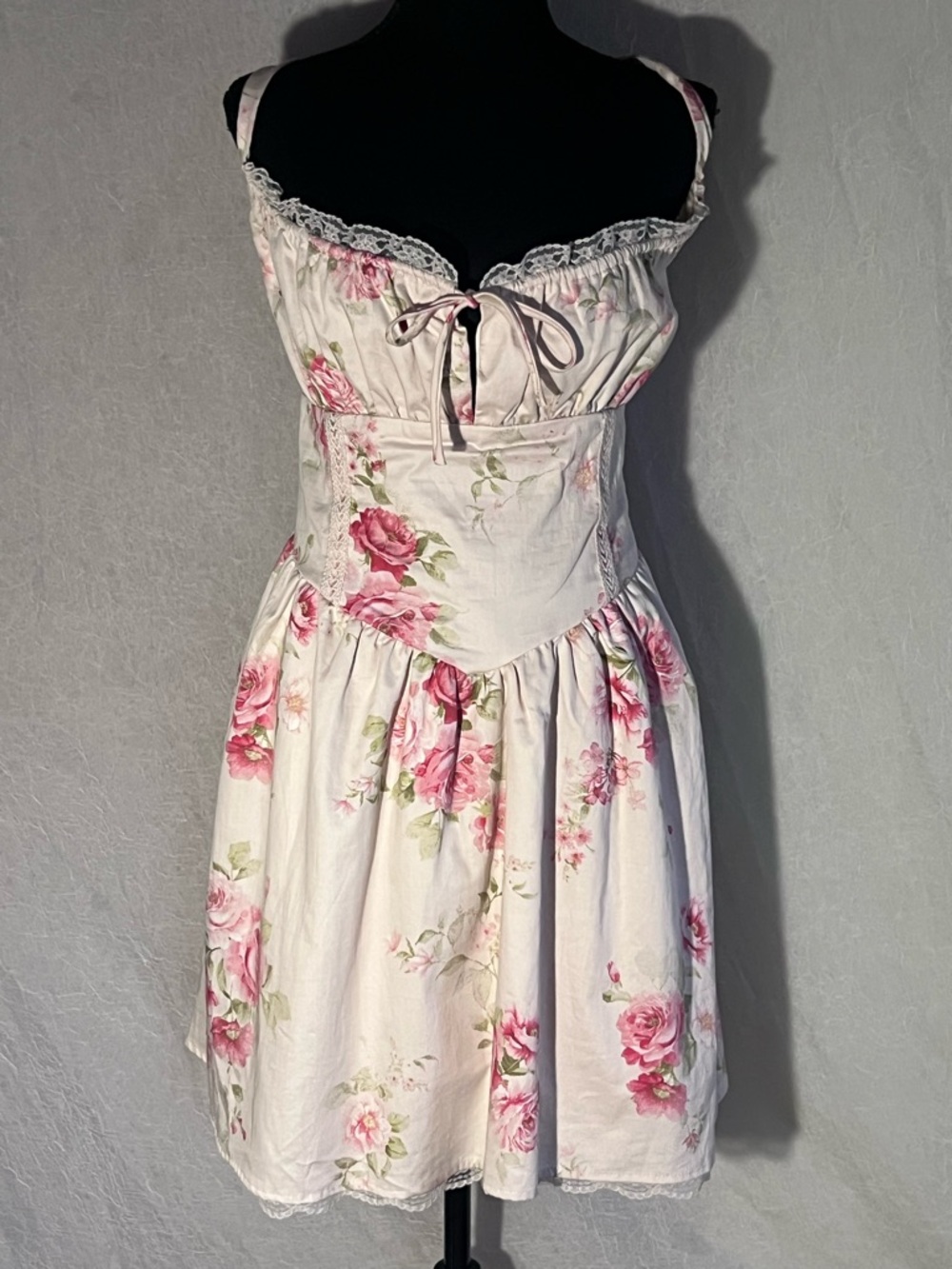 NWT wild fable White Mini Dress with Pink Rose Print - Picture 2 of 8
